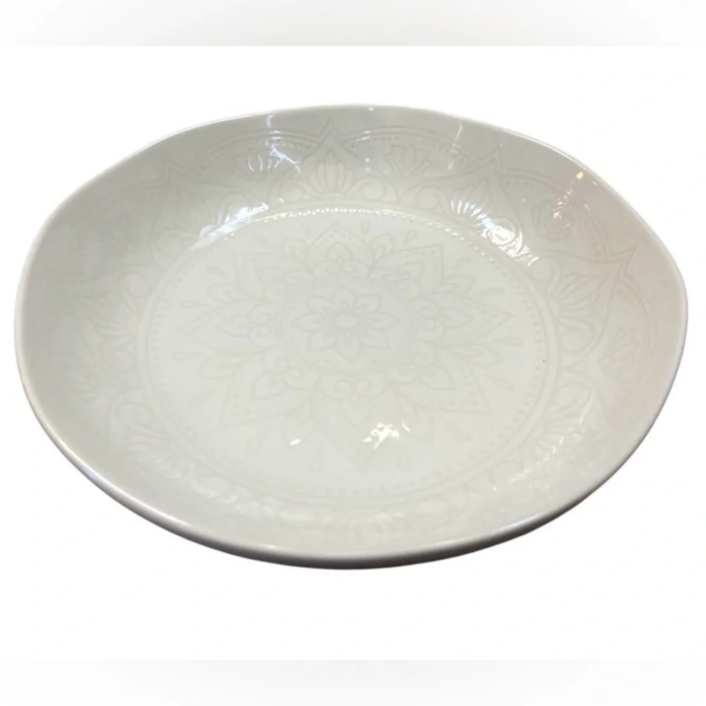 NWT SH Home Henna White Stoneware Dinner Bowl 8.5